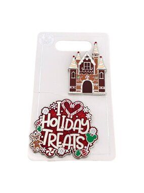 Disney Parks Gingerbread Castle I Love Holiday Treats 2 Pin Set